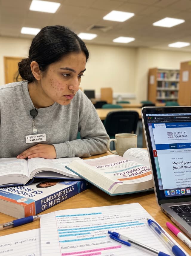 Nursing student studying